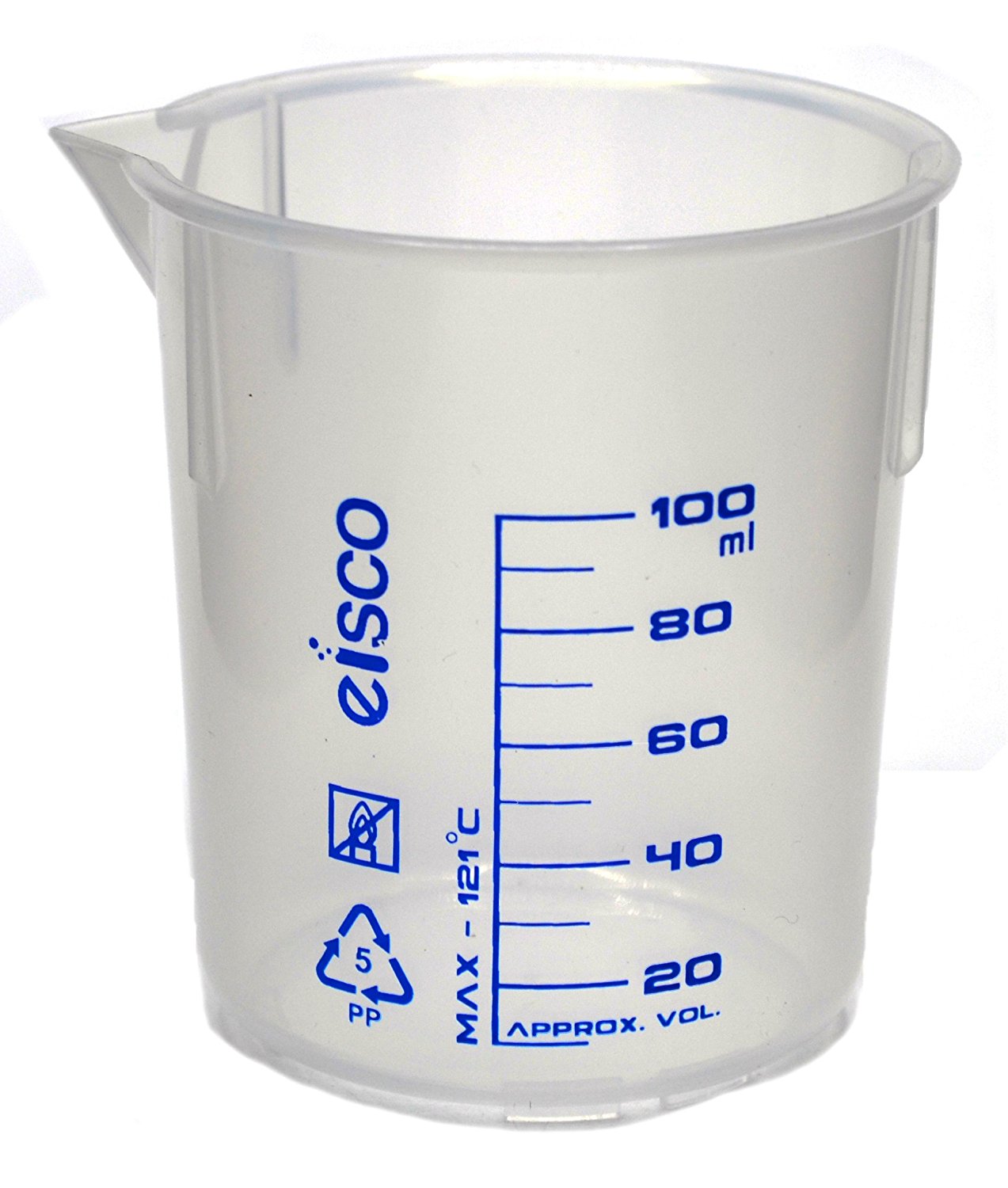 Printed Polypropylene Beaker, 100ml, 10ml Graduation, Autoclavable