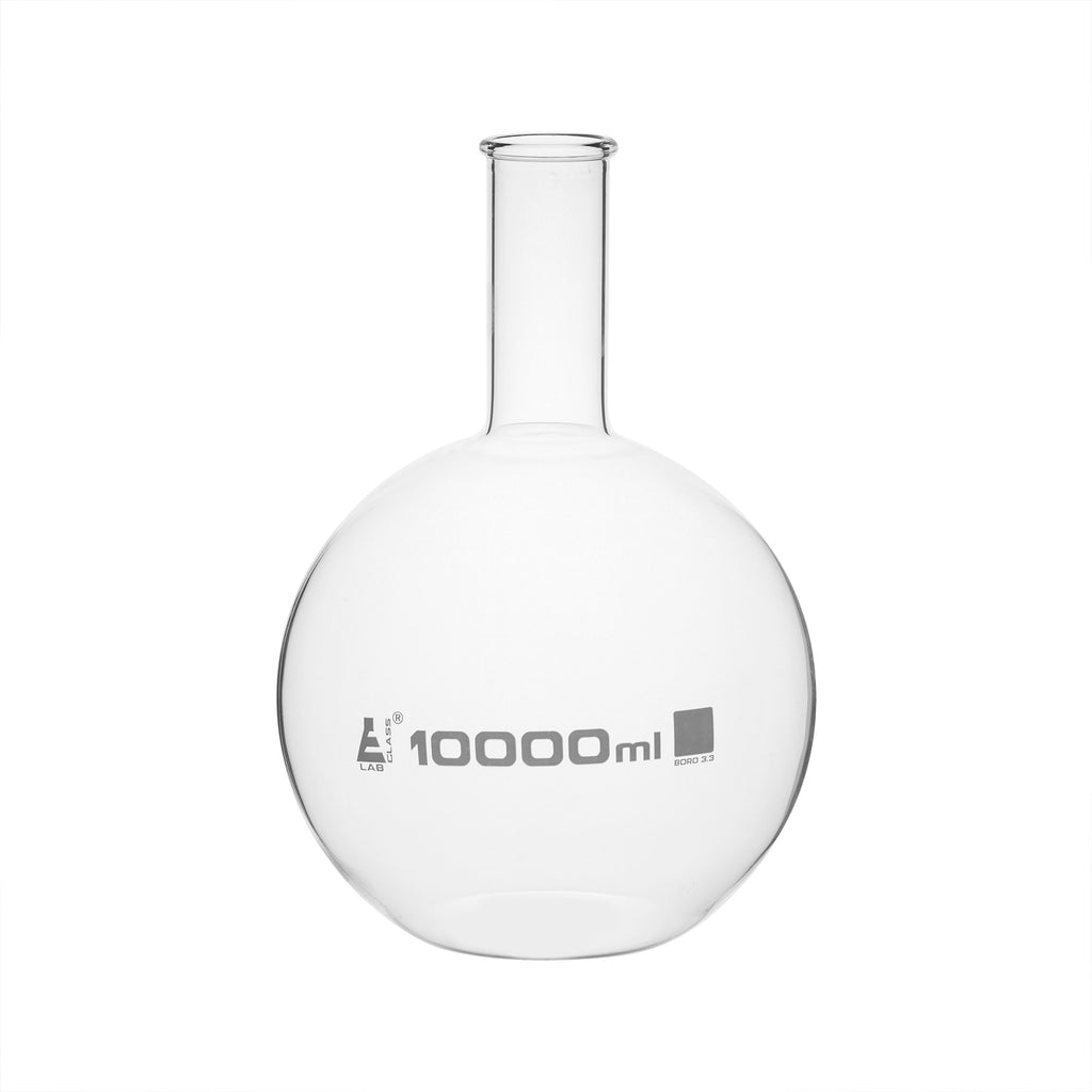 Borosilicate Glass Boiling Flask, 10 L, Flat Bottom, Autoclavable 