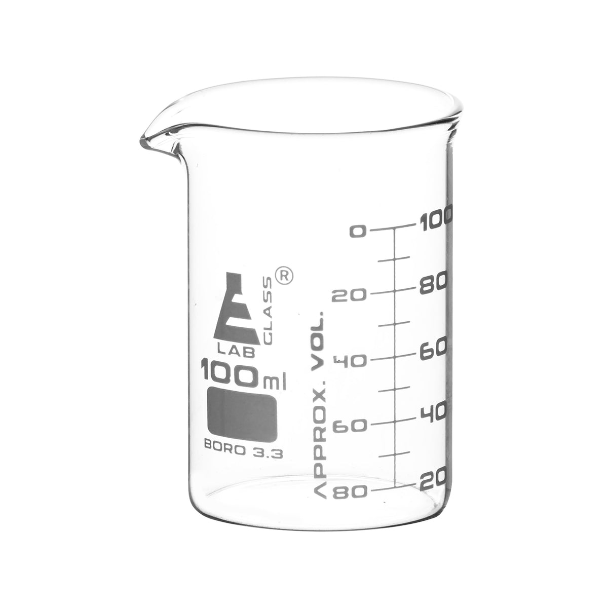 Borosilicate Astm Low Form Beaker 100ml 10ml Graduation Autoclavabl — Eisco Industrial 2323